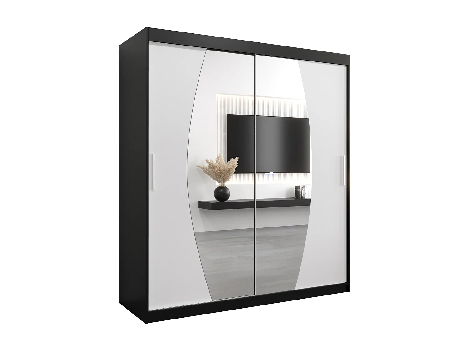 Armadio Elypse ad ante scorrevoli 200/180/62 2 porte (nero/bianco)