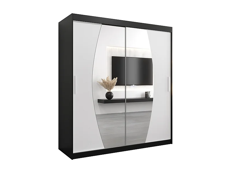 Armoire Elypse À Portes Coulissantes 200/180/62 2 portes (Noir/Blanc)