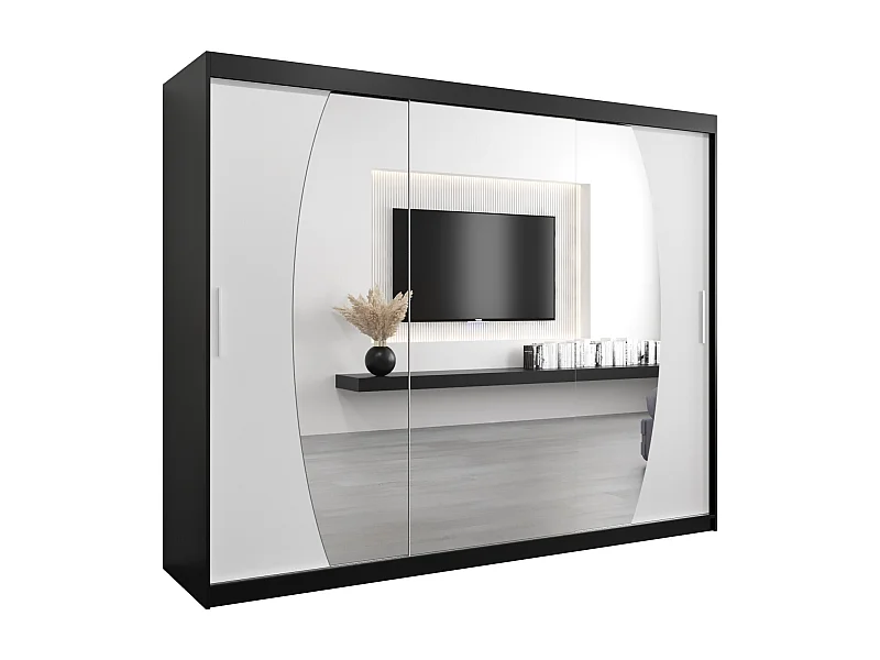 Armoire Elypse À Portes Coulissantes 200/250/62 3 Portes (Noir/Blanc)