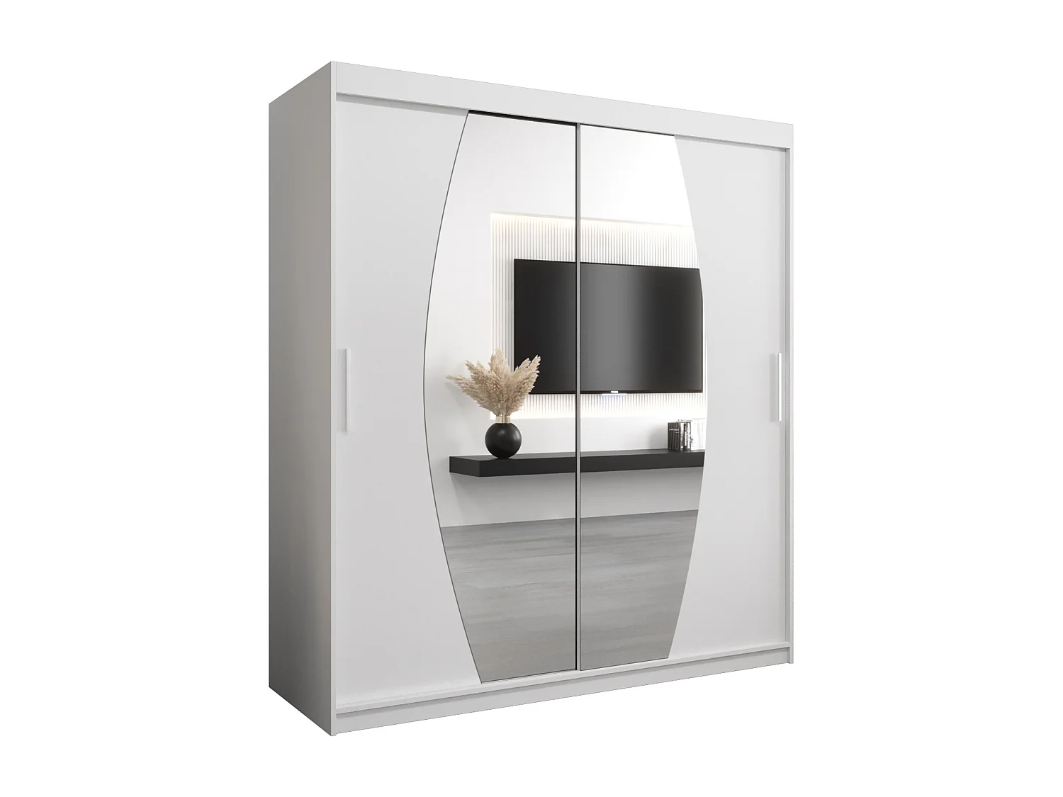 Schwebetürenschrank Elypse 200/180/62 2-Türig (Weiß)