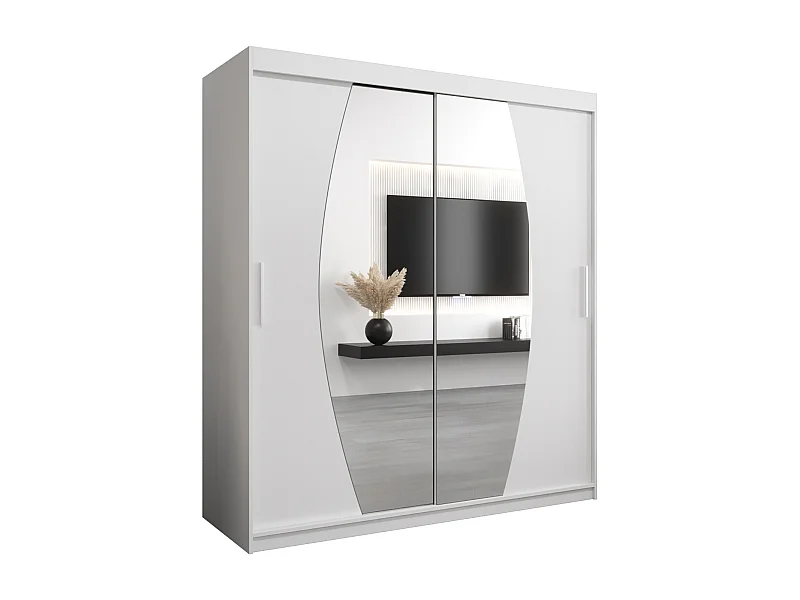 Armoire Elypse À Portes Coulissantes 200/180/62 2 portes (Blanc/Blanc)