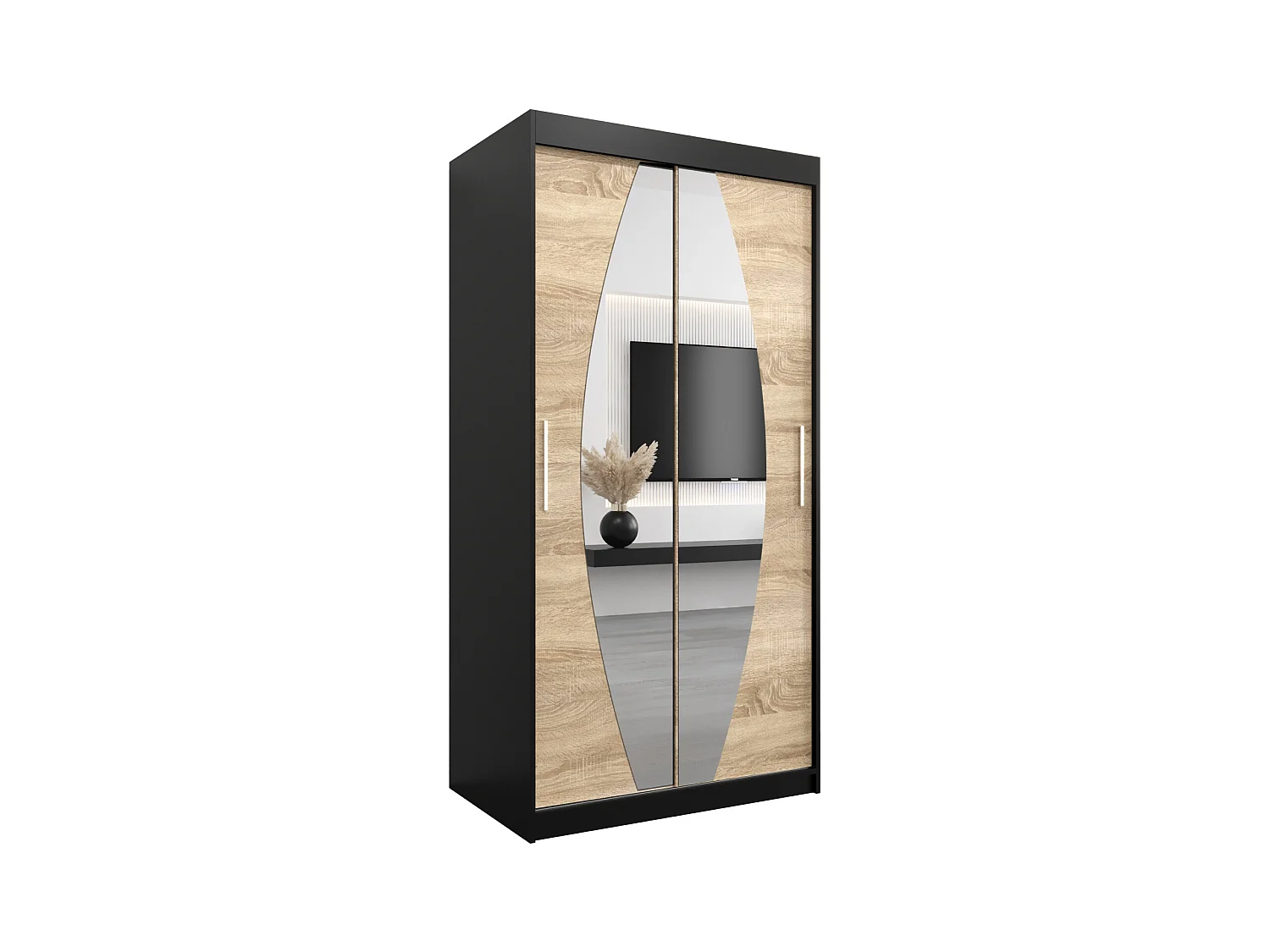 Armoire Elypse À Portes Coulissantes 200/100/62 2 portes (Noir/Sonoma)