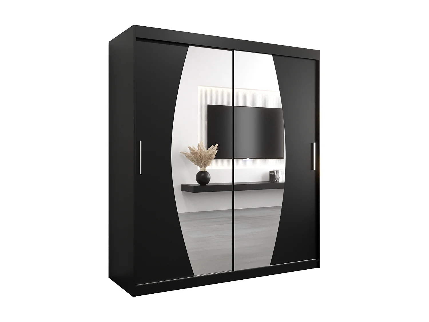 Armoire Elypse À Portes Coulissantes 200/180/62 2 portes (Noir/Noir)