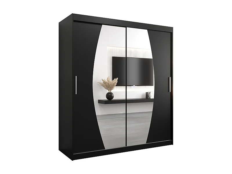 Armoire Elypse À Portes Coulissantes 200/180/62 2 portes (Noir/Noir)