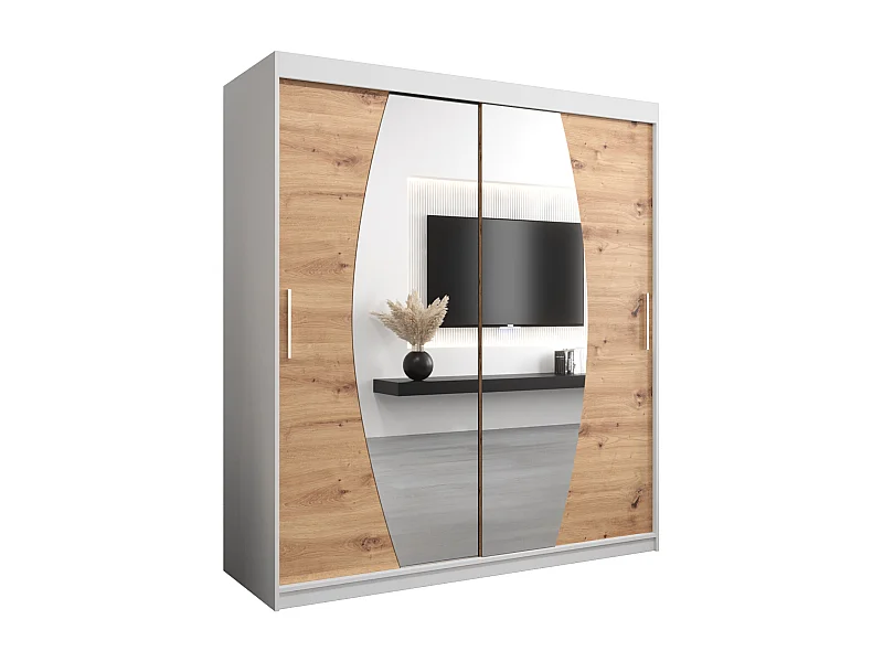 Armoire Elypse À Portes Coulissantes 200/180/62 2 portes (Blanc/Artisan)