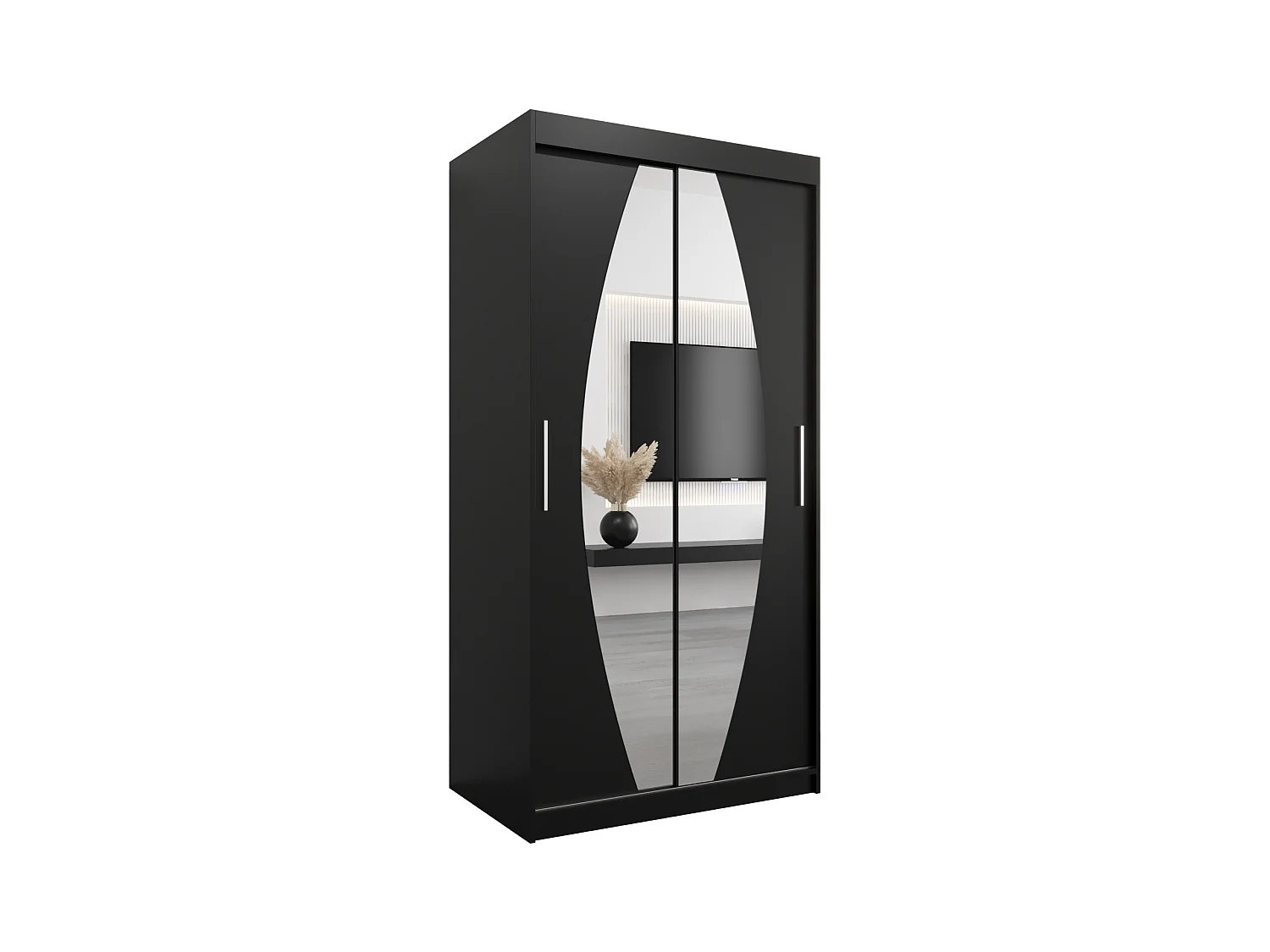 Schwebetürenschrank Elypse 200/100/62 2-Türig (Schwarz)