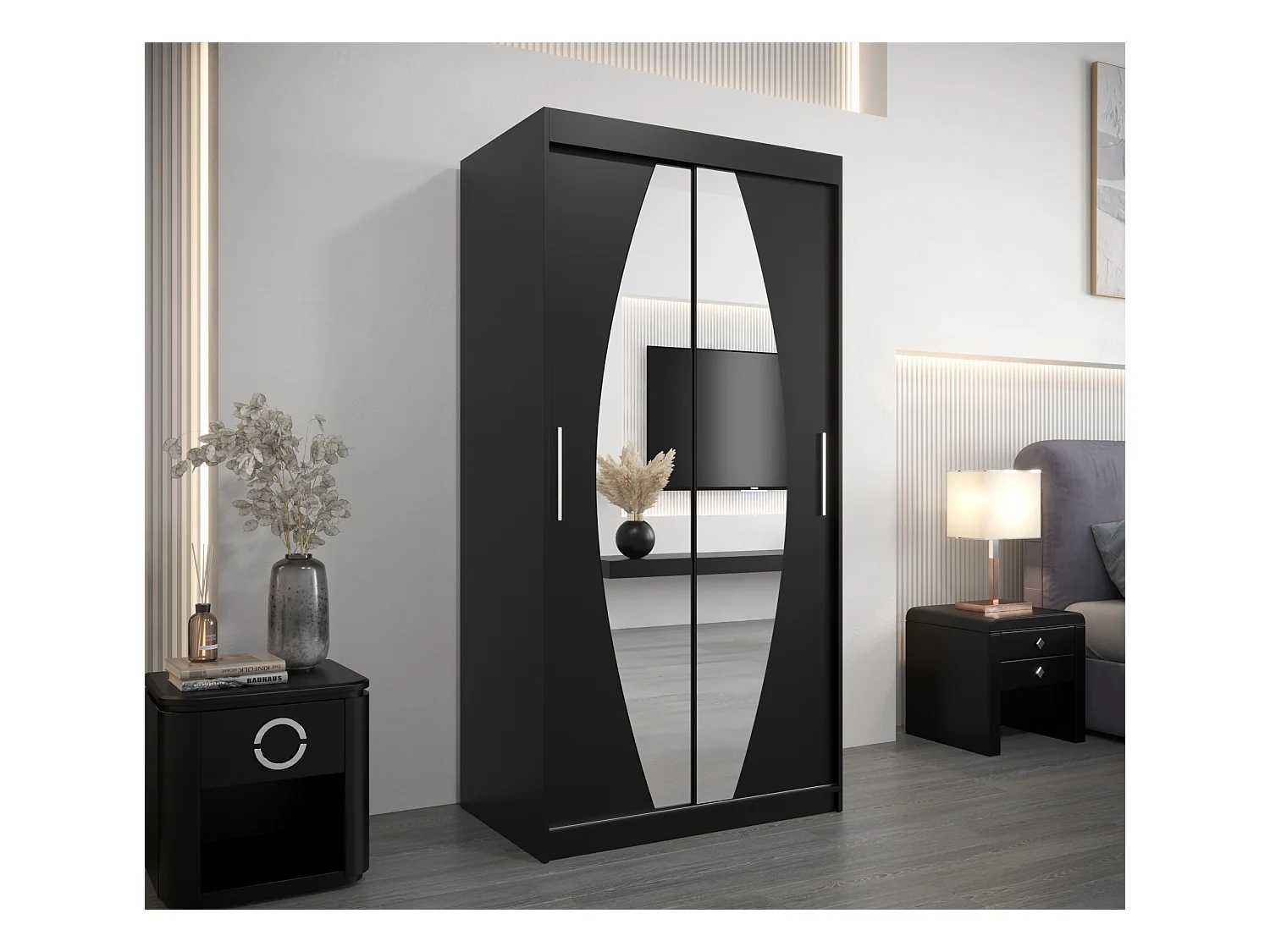 Armoire Elypse À Portes Coulissantes 200/100/62 2 portes (Noir/Noir)