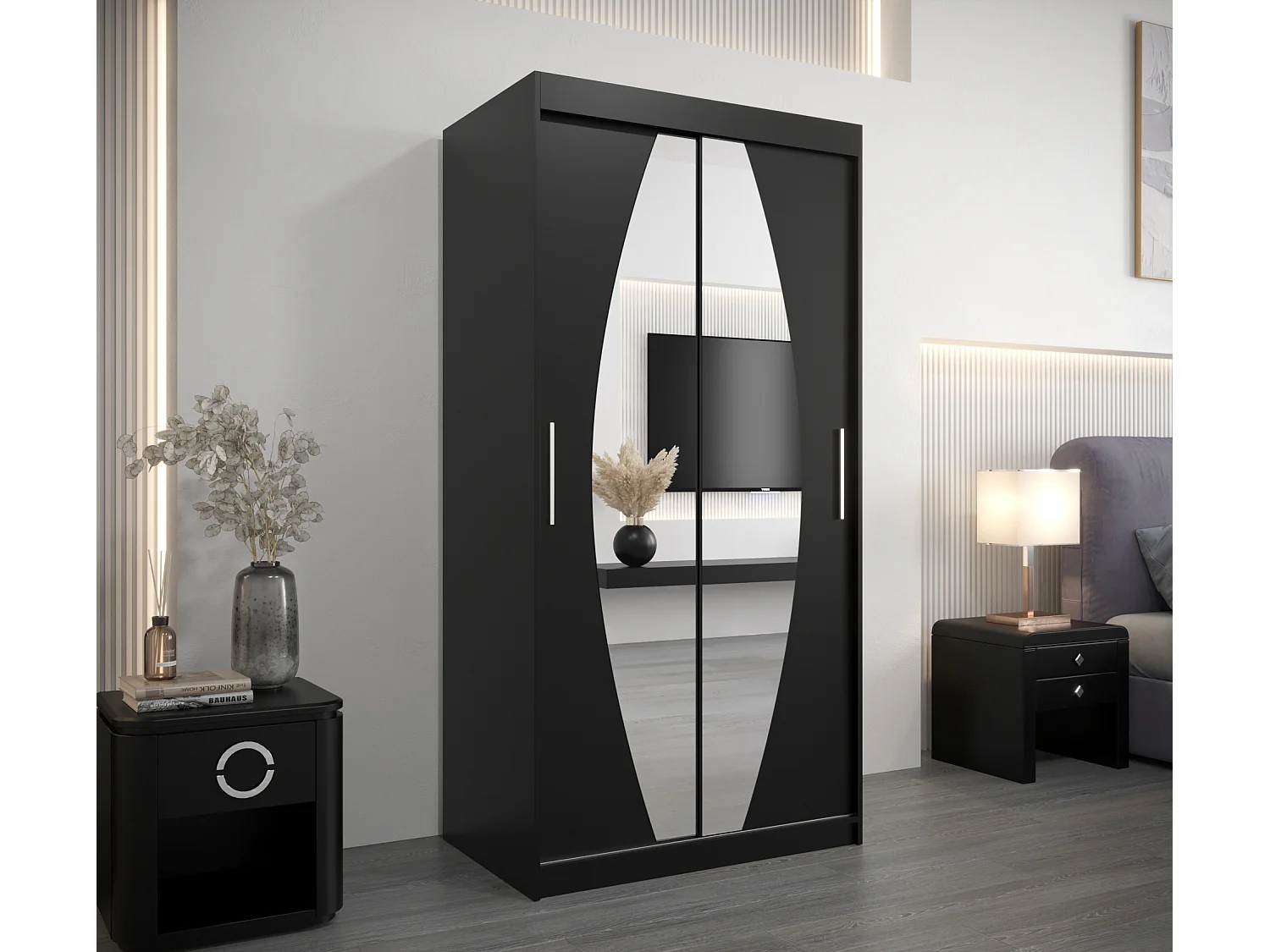 Armoire Elypse À Portes Coulissantes 200/100/62 2 portes (Noir/Noir)