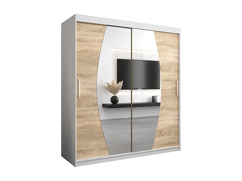 Armoire Elypse À Portes Coulissantes 200/180/62 2 portes (Blanc/Sonoma)