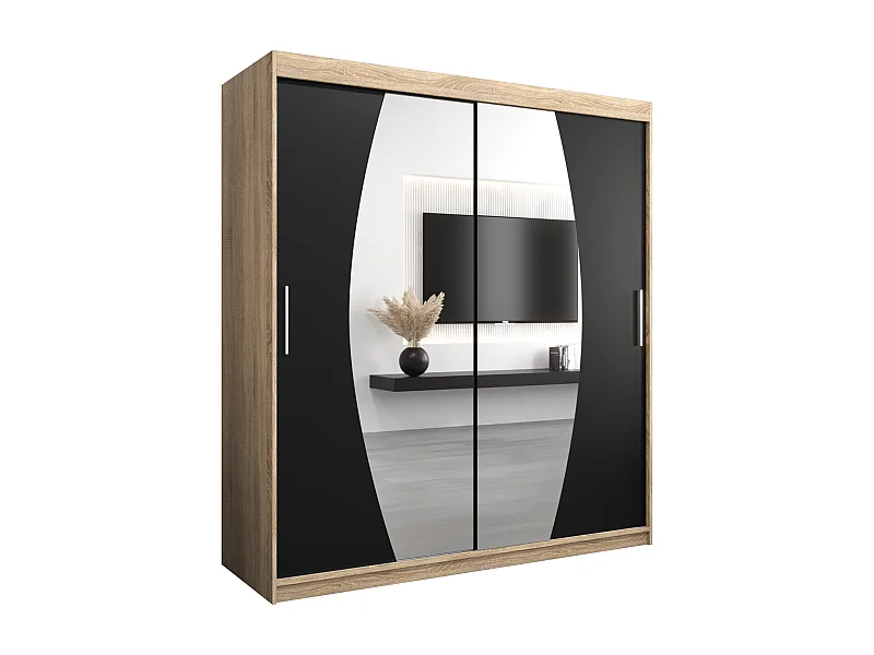 Armoire Elypse À Portes Coulissantes 200/180/62 2 portes (Sonoma/Noir)