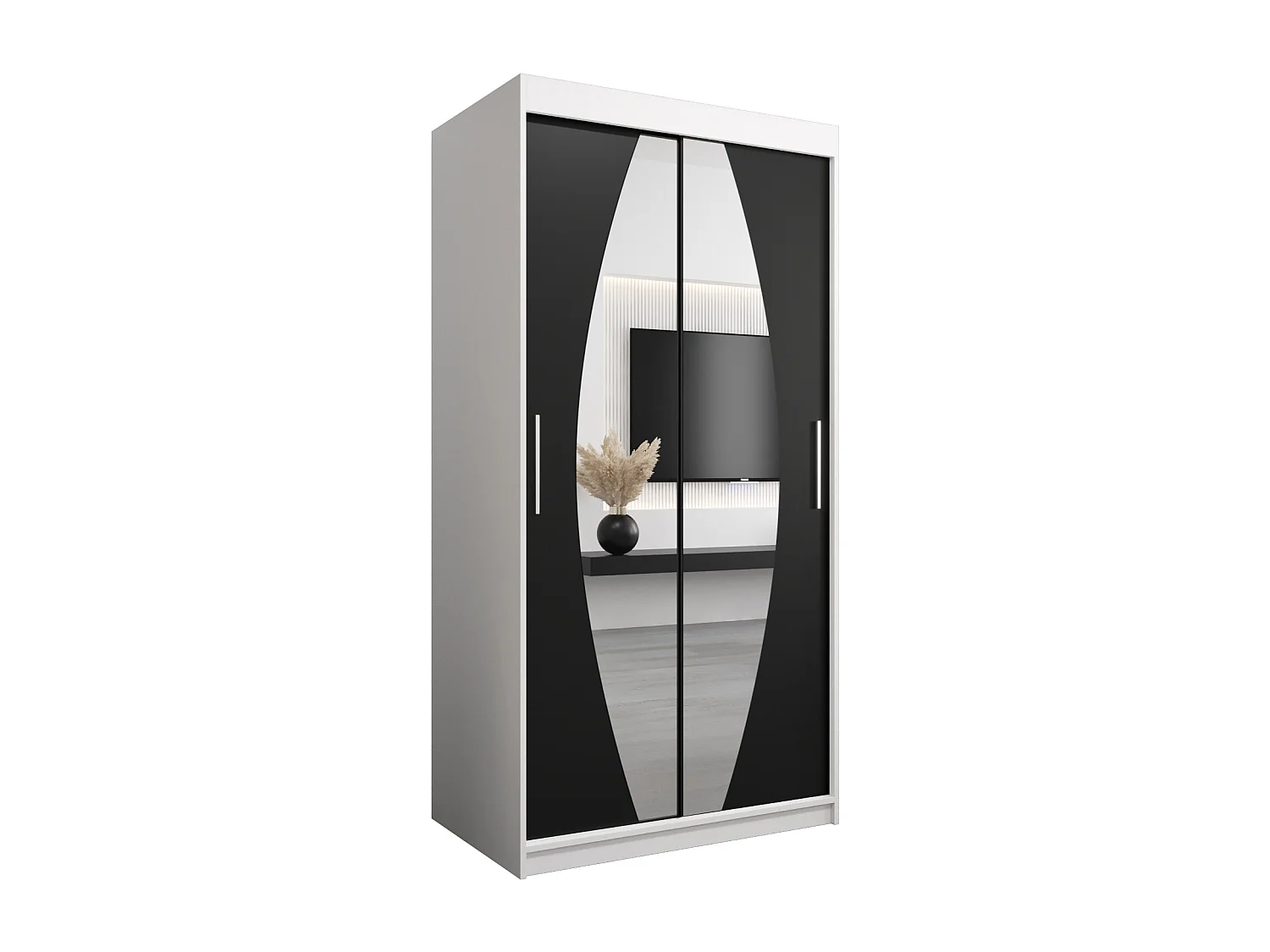 Armadio Elypse ad ante scorrevoli 200/100/62 2 porte (bianco/nero)