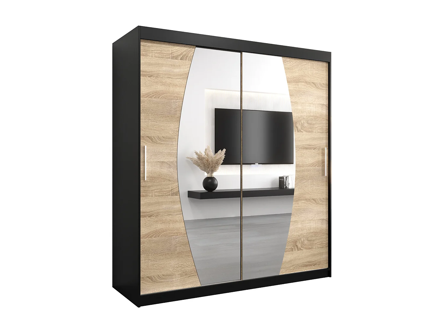 Armario Elypse de puertas correderas 200/180/62 2 puertas (negro/sonoma)