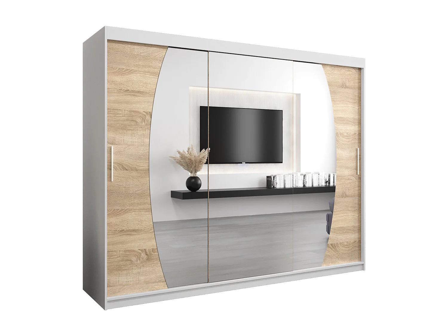 Armadio Elypse ad ante scorrevoli 200/250/62 3 porte (bianco/sonoma)