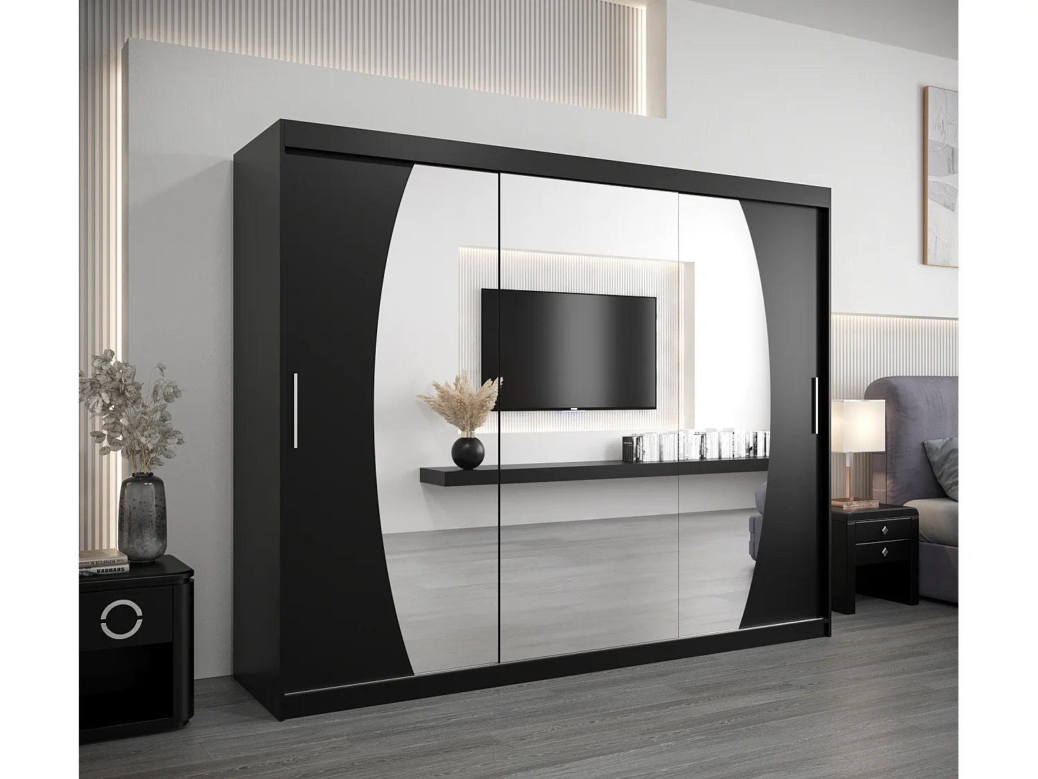 Armadio Elypse ad ante scorrevoli 200/250/62 3 porte (nero/nero)