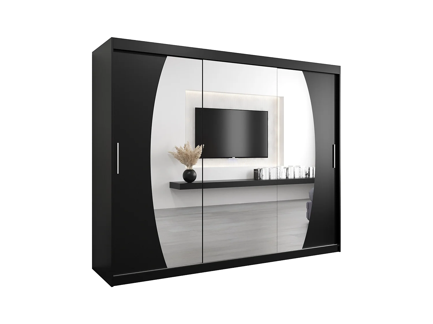 Schwebetürenschrank Elypse 200/250/62 2-Türig (Schwarz)