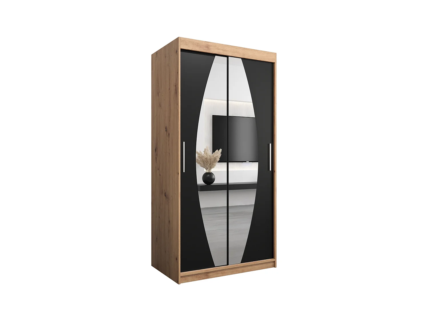 Armoire Elypse À Portes Coulissantes 200/100/62 2 portes (Artisan/Noir)