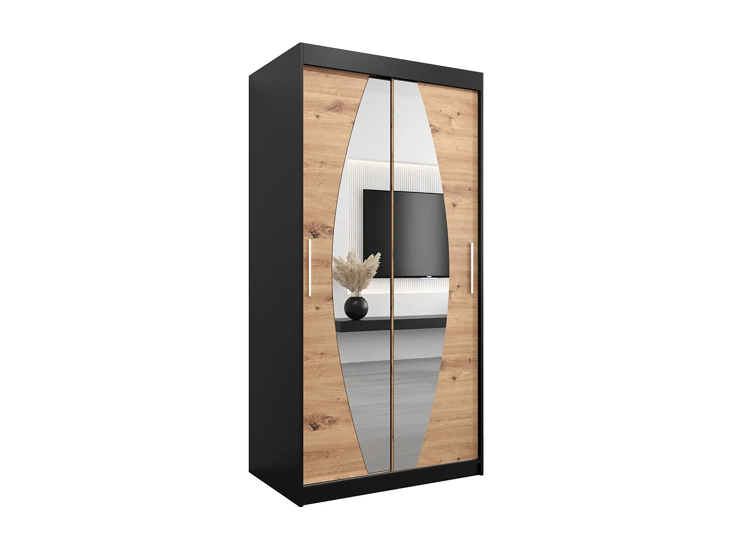 Armoire Elypse À Portes Coulissantes 200/100/62 2 portes (Noir/Artisan)