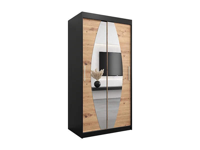 Armoire Elypse À Portes Coulissantes 200/100/62 2 portes (Noir/Artisan)