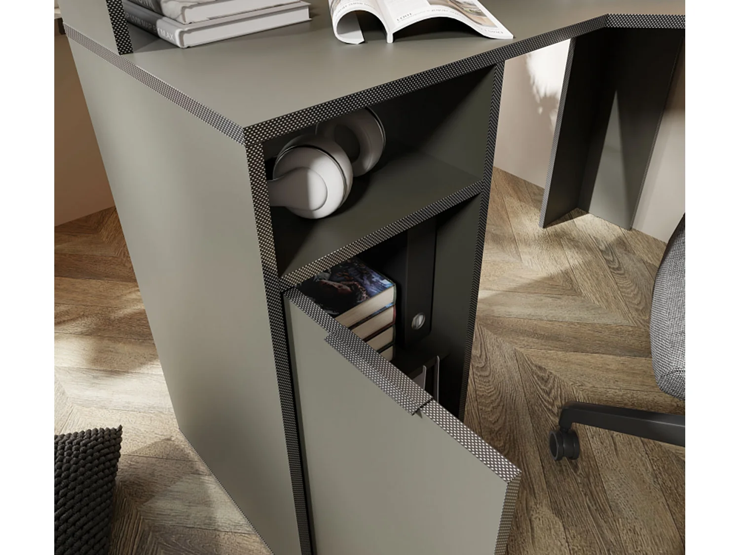 GAMING-SCHREIBTISCH Carbon graphitgrau 139 / 139 / 89cm