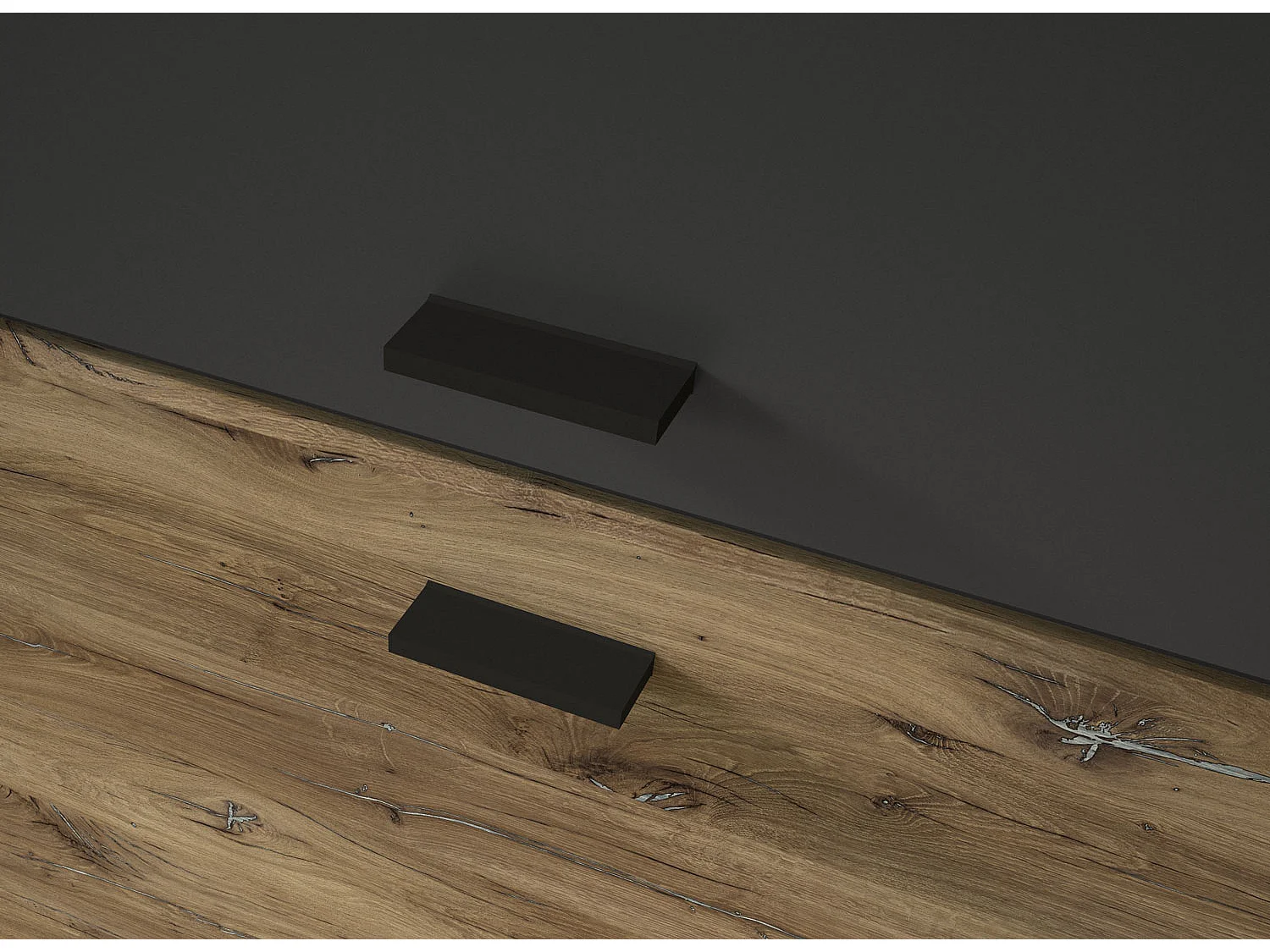 WOHNWAND Oviedo graphit matt / Flagstaff Eiche 6-teilig