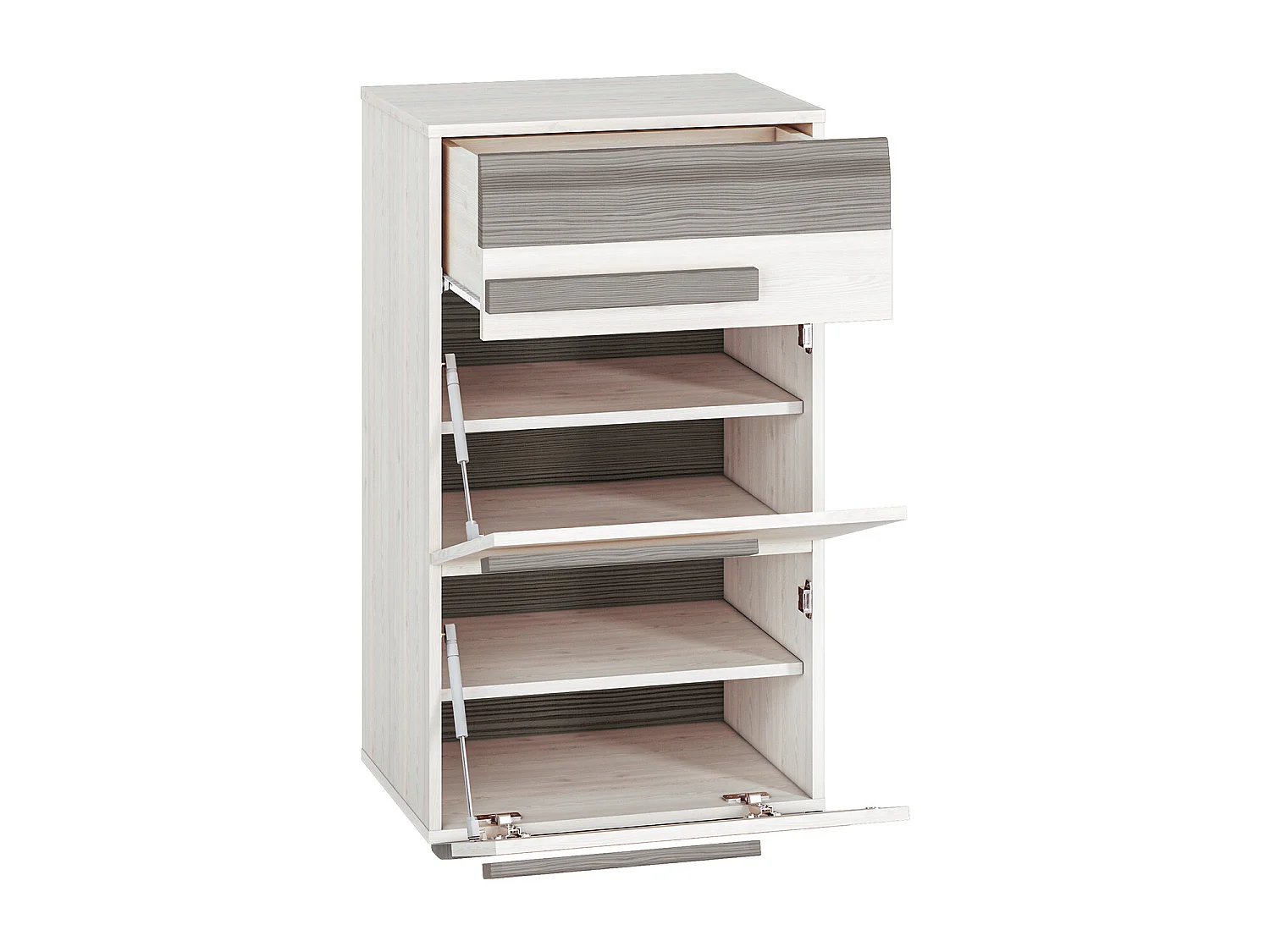 SCHUHSCHRANK Blanco Pinie weiß / grau 55 / 42 / 96cm