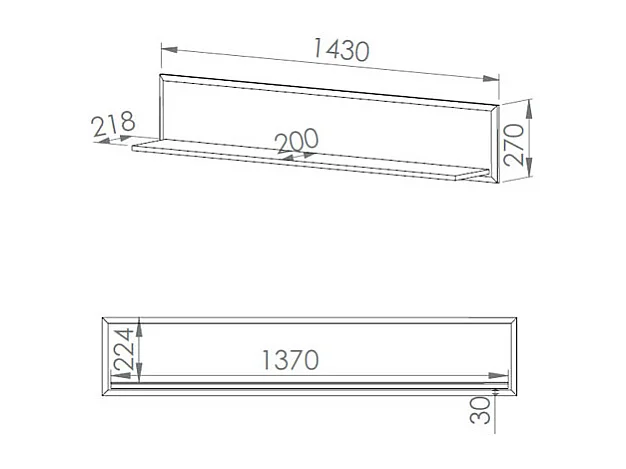 WANDREGAL Glamour weiß / weiß hochglanz 143 / 22 / 27cm