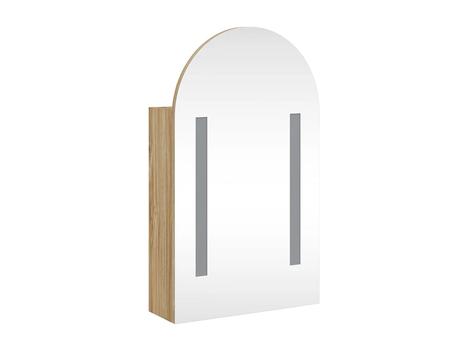 Armário espelhado arqueado p/ casa de banho c/ LEDs carvalho