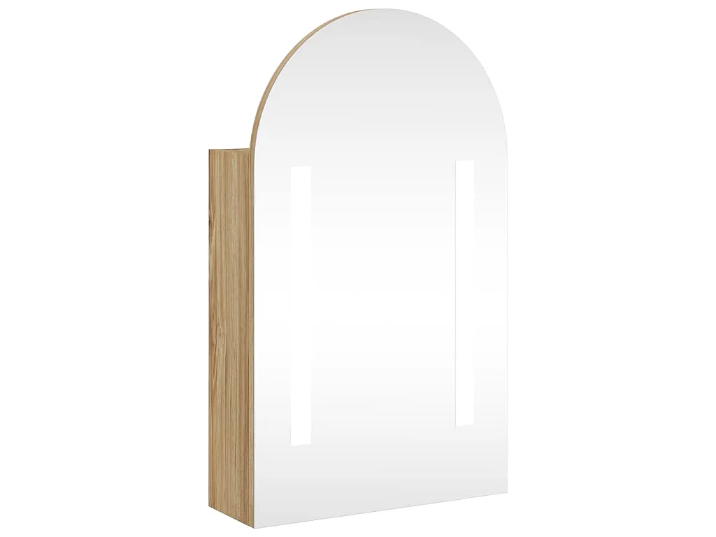 Armoire de bain à miroir avec LED arquée chêne 42x13x70 cm