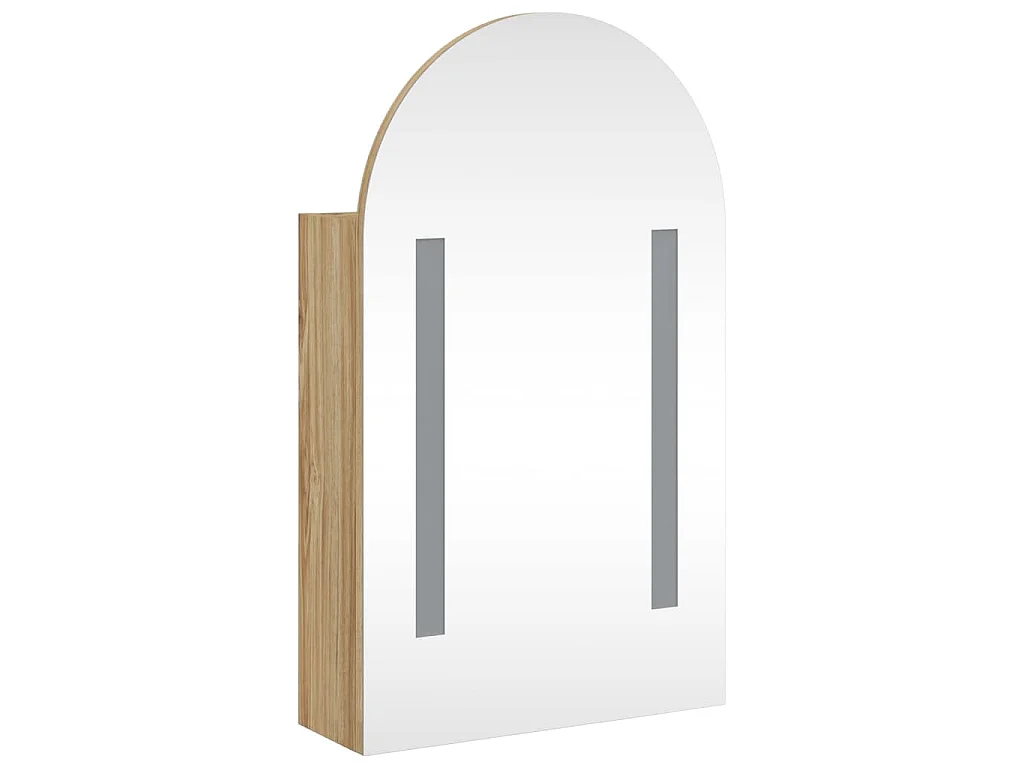 Armoire de bain à miroir avec LED arquée chêne 42x13x70 cm