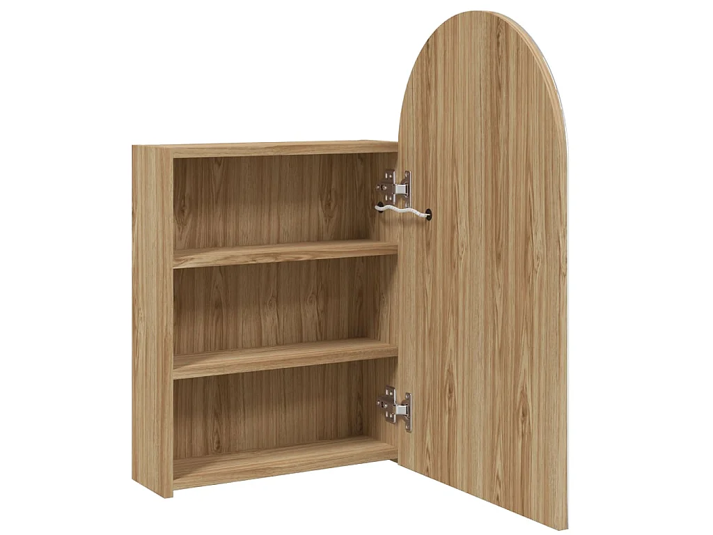 Armoire de bain à miroir avec LED arquée chêne 42x13x70 cm