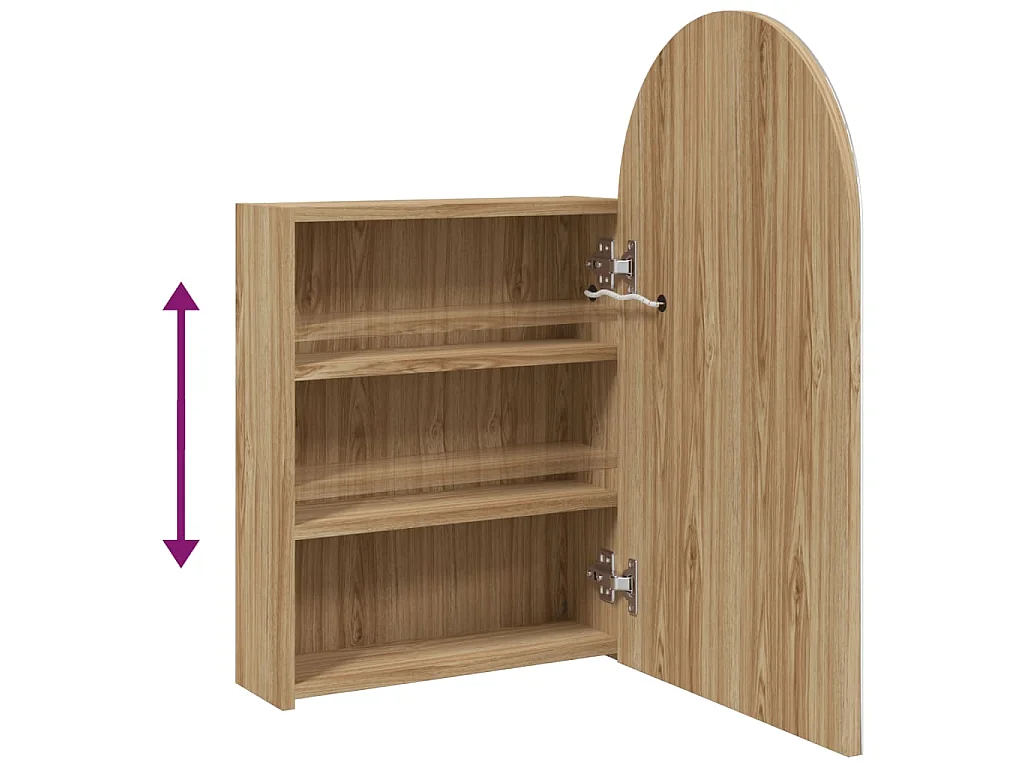 Armoire de bain à miroir avec LED arquée chêne 42x13x70 cm