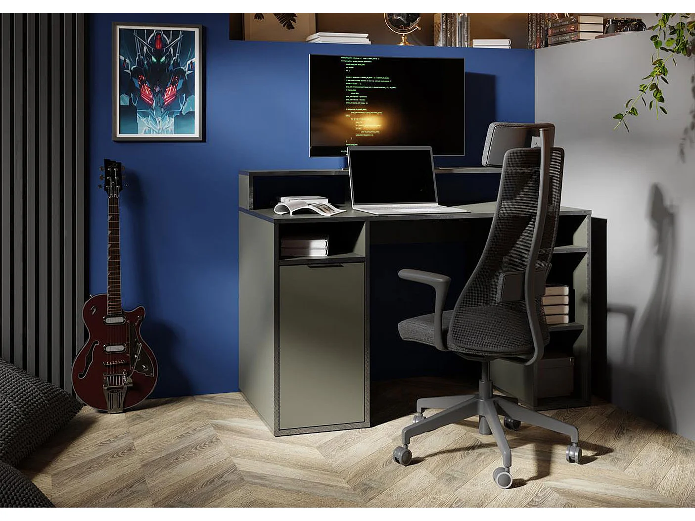 GAMING-SCHREIBTISCH Carbon graphitgrau 125 / 55 / 89cm