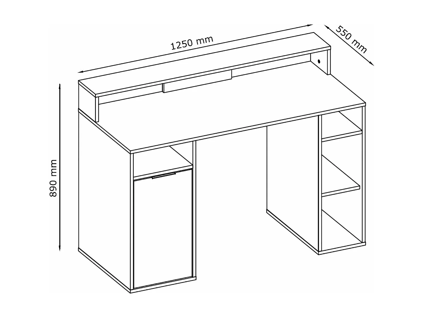 GAMING-SCHREIBTISCH Carbon graphitgrau 125 / 55 / 89cm