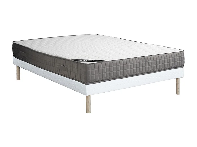 Set aus Bettgestell + Schaumstoffmatratze - 160 x 200 cm - 11-Zonen-Memory-Schaum-Auflage - Stärke 22 cm - DANEVO von YSMÉE