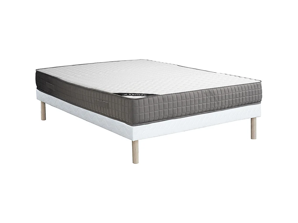 Ensemble 160 x 200 cm sommier tapissier + matelas mousse et accueil mémoire de forme 11 zones ép.22cm - DANEVO de YSMÉE