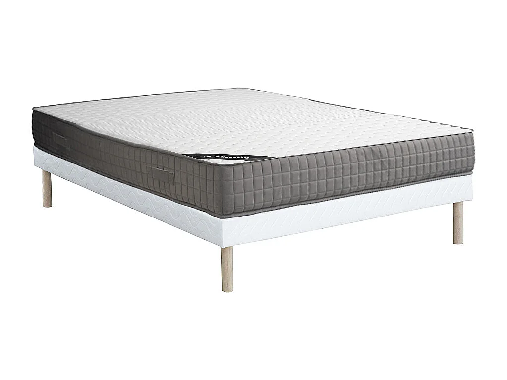 Set aus Bettgestell + Schaumstoffmatratze - 160 x 200 cm - 11-Zonen-Memory-Schaum-Auflage - Stärke 22 cm - DANEVO von YSMÉE