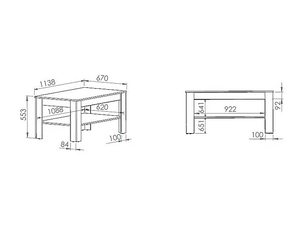 COUCHTISCH Blanco Pinie weiß / grau 114 / 67 / 56cm