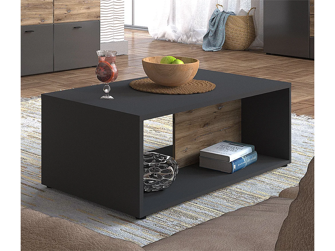 COUCHTISCH Oviedo graphit matt / Flagstaff Eiche 110 / 60 / 41cm