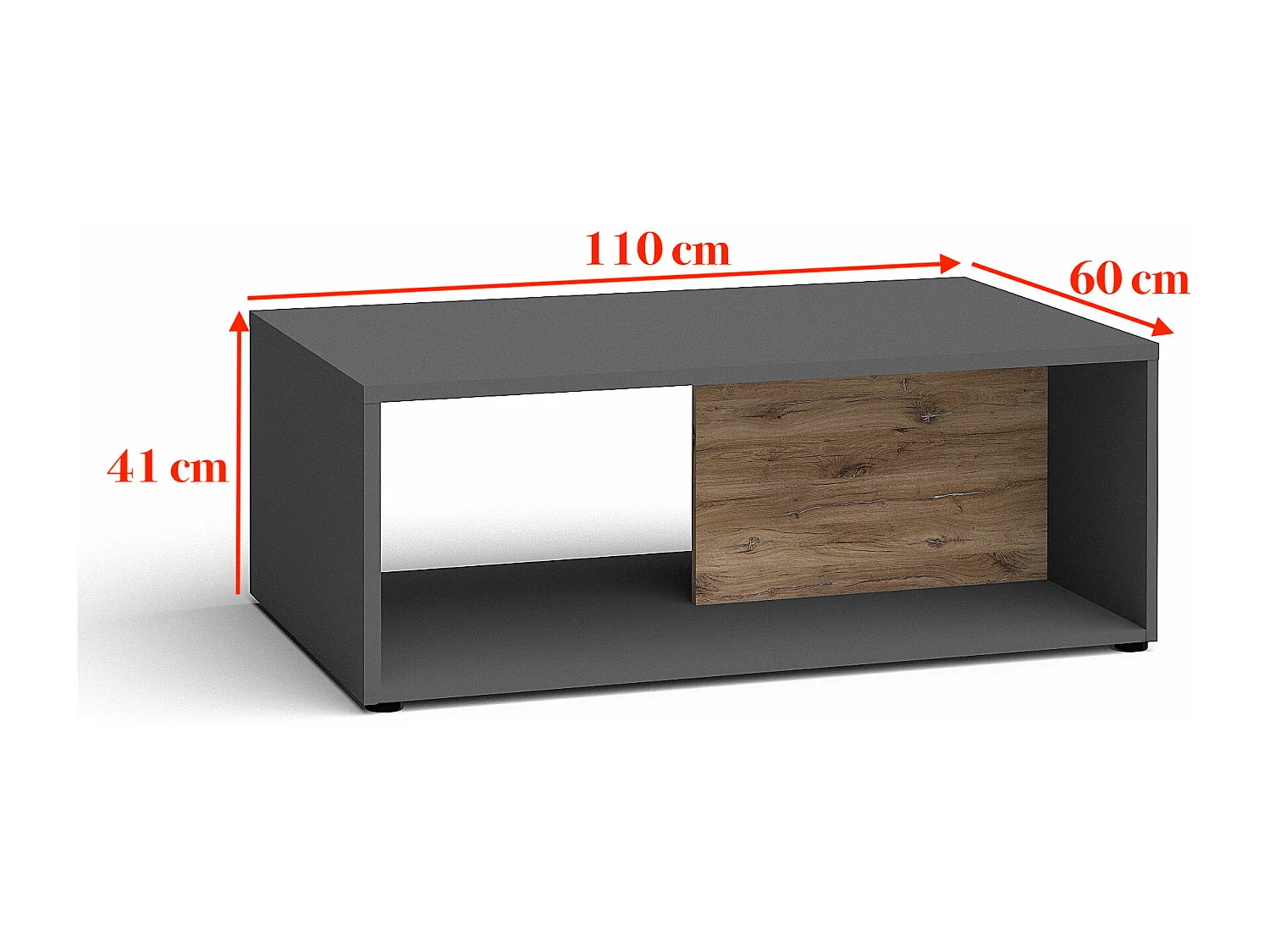 COUCHTISCH Oviedo graphit matt / Flagstaff Eiche 110 / 60 / 41cm