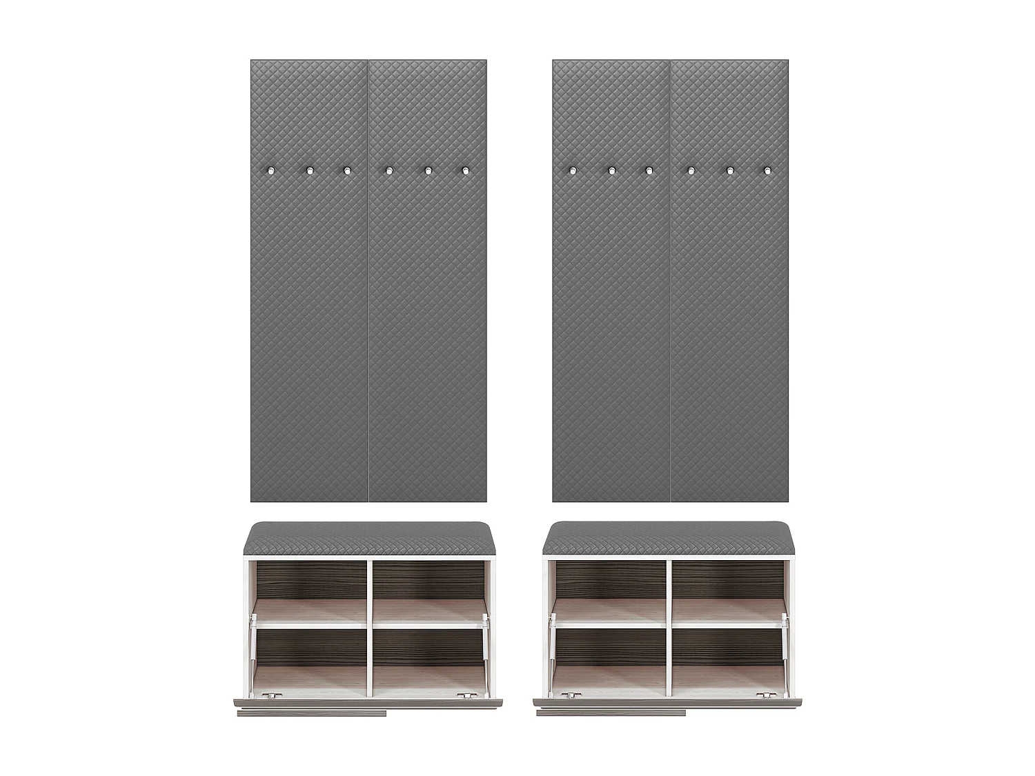 GARDEROBEN-SET Blanco Pinie weiß / grau 6-teilig