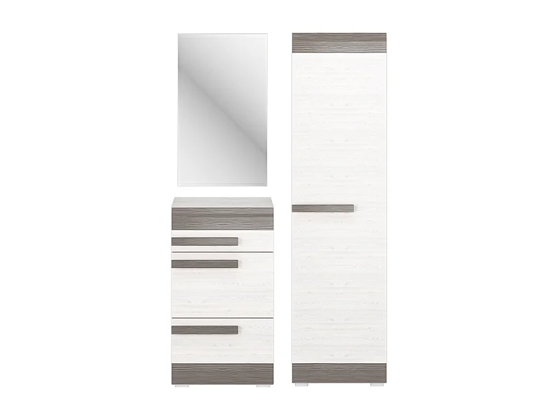 GARDEROBEN-SET Blanco Pinie weiß / grau 3-teilig