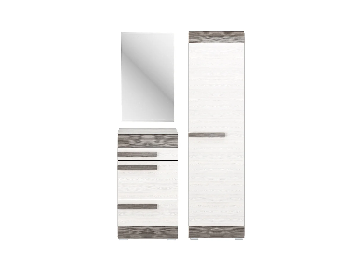 GARDEROBEN-SET Blanco Pinie weiß / grau 3-teilig