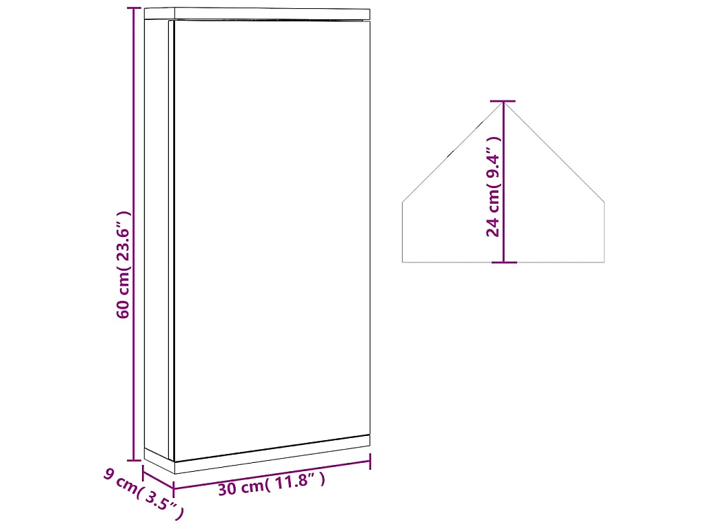 Armoire de bain à miroir d'angle noir 30x24x60 cm