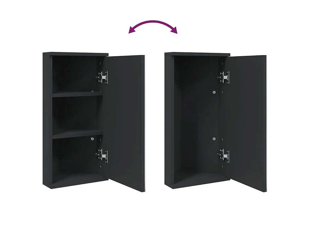 Armoire de bain à miroir d'angle noir 30x24x60 cm