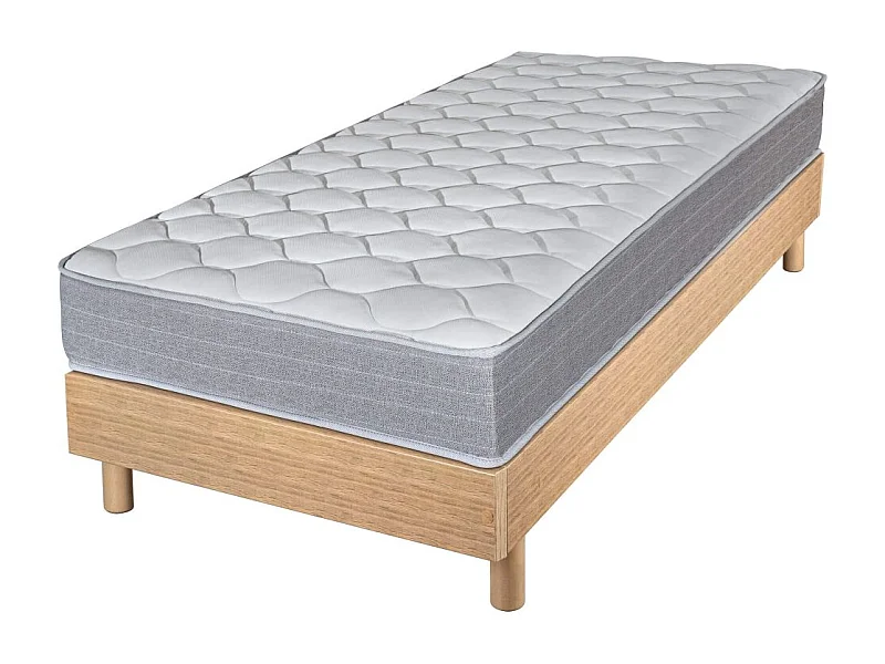 Matelas et sommier 90x190 Madere - Decokit - Soutien ferme - Sommier en kit - Chêne