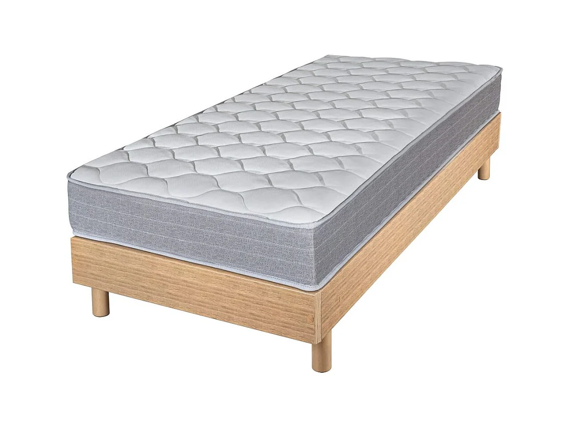 Matelas et sommier 90x190 Madere - Decokit - Soutien ferme - Sommier en kit - Chêne