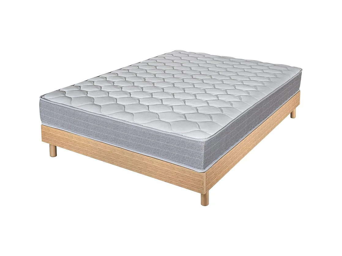 Matelas et sommier 160x200 Madere - Decokit - Soutien ferme - Sommier en kit - Chêne