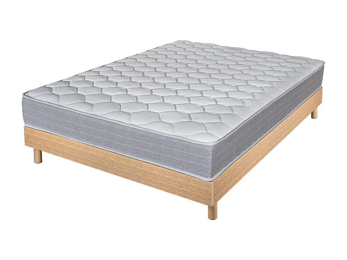 Matelas et sommier 160x200 Madere - Decokit - Soutien ferme - Sommier en kit - Chêne