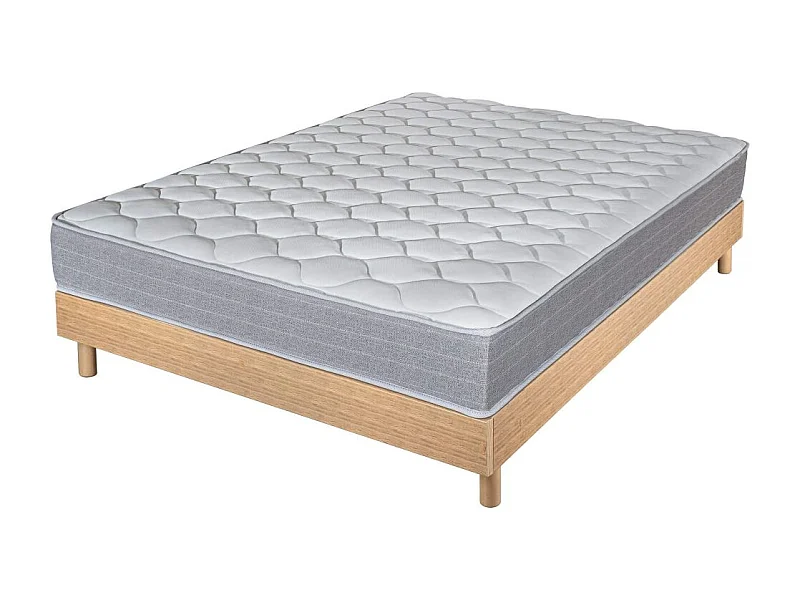 Matelas et sommier 160x200 Madere - Decokit - Soutien ferme - Sommier en kit - Chêne