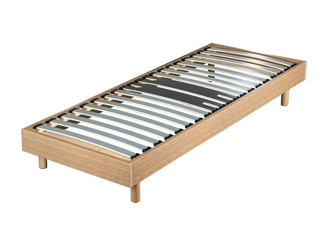 Matelas et sommier 90x190 Mousse - Decokit - Soutien medium - Sommier en kit - Chêne